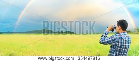 Ird Watching And Hiking Trail In The Forest. Outdoor Activity And Recreation On Summer Vacation. Tou