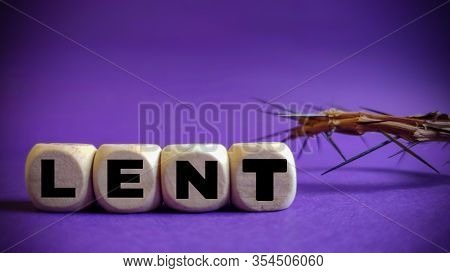 Lent Season,holy Week And Good Friday Concepts - Word Lent On Wooden Blocks In Vintage Background