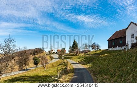 Austria - Kastenburg. Vineyards Sulztal, Leibnitz Area South Styria Wine Street, Wine Country. March