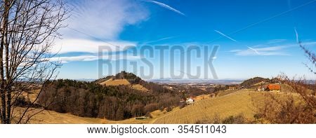 Austria - Slovenia Border. Vineyards Sulztal Panorama , Leibnitz Area South Styria Wine Street, Wine
