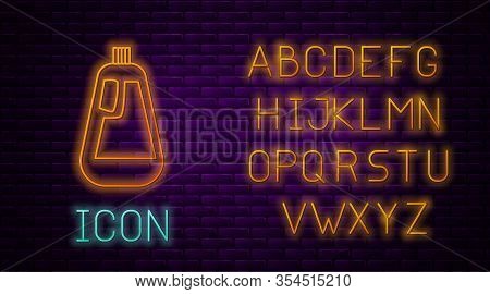 Glowing Neon Line Plastic Bottle For Liquid Laundry Detergent, Bleach, Dishwashing Liquid Icon Isola
