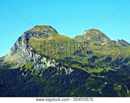 Alpine Peaks Gauschla And Alvier In The In The Alvier Group Mountain Range And Beyond The Rhine Rive