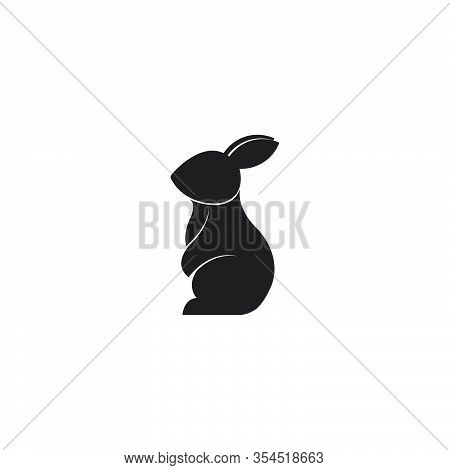 Vector Logo Illustration Rabbit Standing Silhouette Style