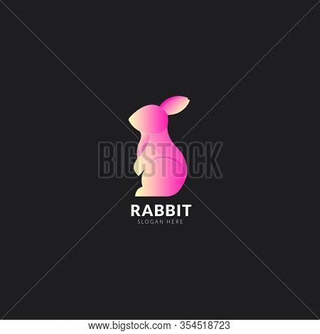 Funny Rabbit Logo Concept. Cute Rabbit Pink Gradient Design. Toy Store Logotype Icon Template. Creat