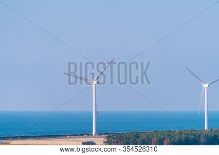 Wind Turbine Electric Generator For Renewable Energy In Sakata Town Japan.