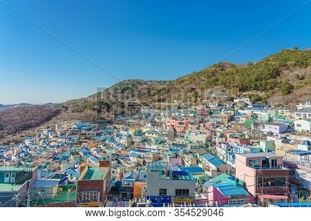 Busan, South Korea - December 29, 2018: Panorama View Of Gamcheon Culture Village Located At Busan, 