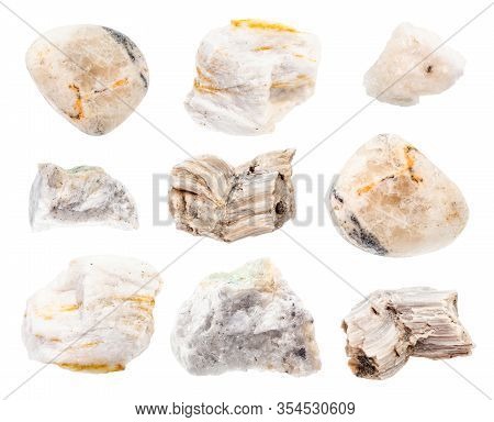 Set Of Various Baryte (barite) Rocks Isolated On White Background
