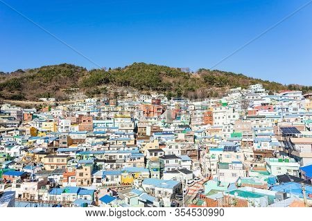 Busan, South Korea - December 29, 2018: Panorama View Of Gamcheon Culture Village Located At Busan, 