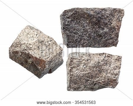 Set Of Pyrrhotite (magnetic Pyrite) Rocks Isolated On White Background