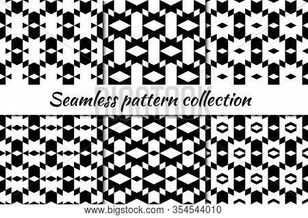 Diamonds, Rhombuses, Lozenges, Triangles, Chevrons Igures Seamless Patterns Collection. Folk Prints.