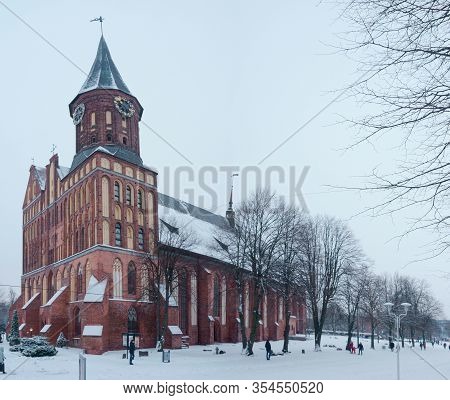 Cathedral In Kaliningrad, Grave Of Immanuel Kant In Kaliningrad, Kaliningrad, Russia, January 8, 201