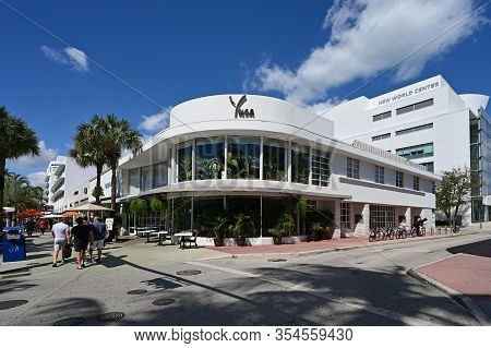 Miami Beach, Florida - February 29, 2020 - Yuca Restaurant On Lincoln Road Mall On Clear Cloudless M