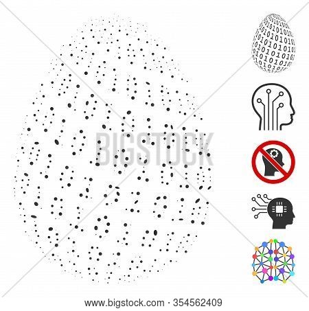 Dot Mosaic Based On Binary Digital Egg. Mosaic Vector Binary Digital Egg Is Designed With Scattered 