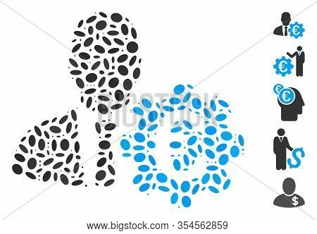 Dotted Mosaic Based On Euro Economist. Mosaic Vector Euro Economist Is Composed With Randomized Elli