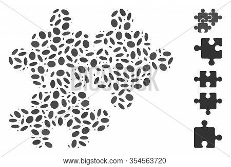 Dot Mosaic Based On Puzzle Elements. Mosaic Vector Puzzle Elements Is Formed With Random Ellipse Ele
