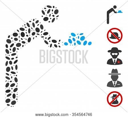 Dotted Mosaic Based On Concierge With Hat. Mosaic Vector Concierge With Hat Is Composed With Randomi