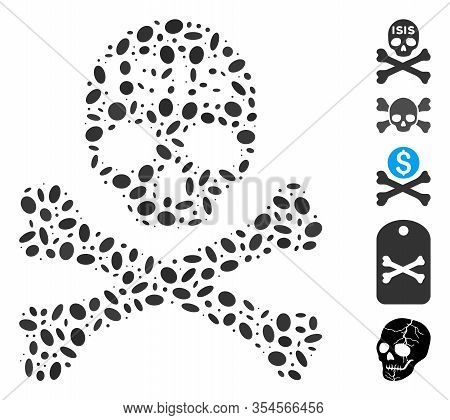 Dotted Mosaic Based On Isis Death. Mosaic Vector Isis Death Is Designed With Scattered Ellipse Dots.