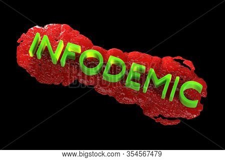 Infodemia Lettering Concept About Pandemia And False Information With Coronavirus Covid-19. 3d Illus