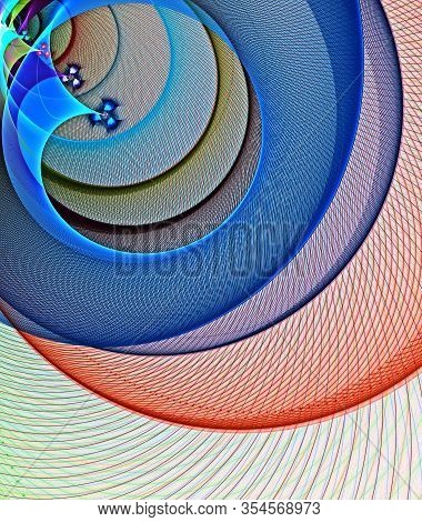 Abstract, Fractal, Computer-generated Image Of Multi-colored Geometric Shapes, Curves And Lines Rese