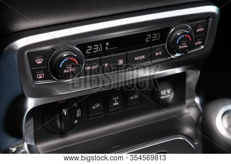 Novosibirsk, Russia - March 06, 2020:  Mercedes-benz X-class, Close Up, Car Air Conditioning System 