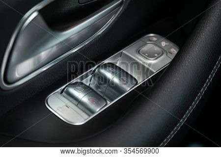 Novosibirsk, Russia - March 06, 2020:  Mercedes-benz  Gls-class,  Closeup Of A Door Control Panel In