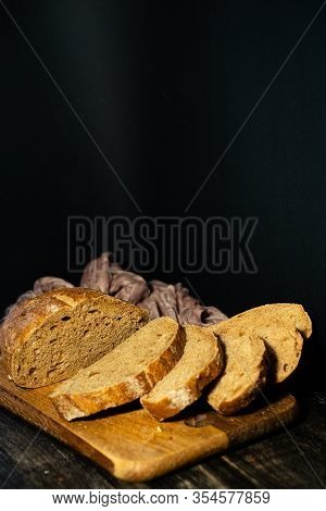 Fragrant Crumb And Golden Crust In Freshly Baked Countryside Bread. Carbohydrates And Trace Elements