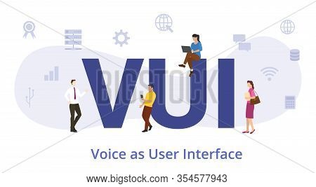 Vui Voice As User Interface Concept With Big Word Or Text And Team People With Modern Flat Style - V