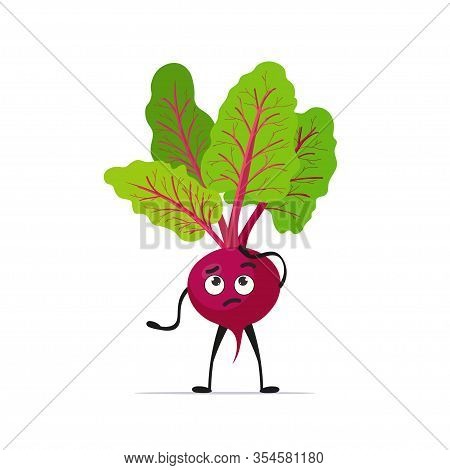 Cute Beet Character Cartoon Mascot Vegetable Healthy Food Concept Isolated Vector Illustration