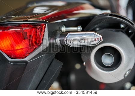 Close Up Shot Of A Motorcycle Exhaust Pipes.