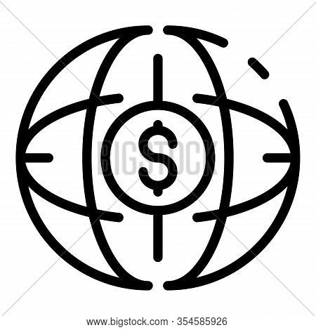Global Money Icon. Outline Global Money Vector Icon For Web Design Isolated On White Background