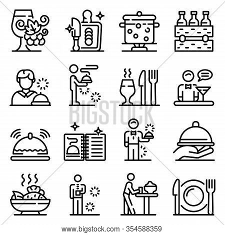 Butler Icons Set. Outline Set Of Butler Vector Icons For Web Design Isolated On White Background