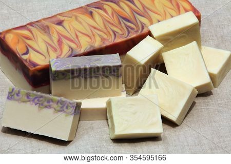 Handcrafted Castille And Bastille Soap Blocks And Bars On Display