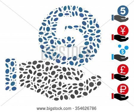Dotted Mosaic Based On Five Cents Payment Hand. Mosaic Vector Five Cents Payment Hand Is Formed With