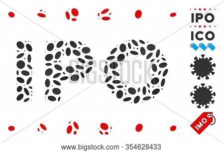 Dotted Mosaic Based On Ipo Caption. Mosaic Vector Ipo Caption Is Formed With Random Ellipse Items. B
