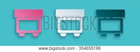 Paper Cut Fuse Of Electrical Protection Component Icon Isolated On Blue Background. Melting Breaking