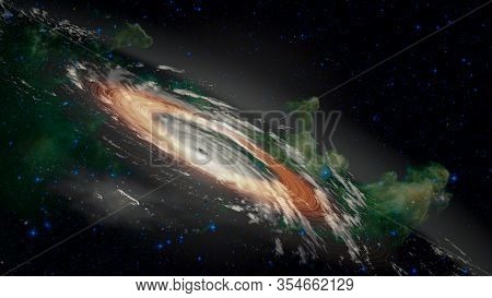 Stars And Material Falls Into A Black Hole Gravitational Field. Elements Of This Image Furnished By 