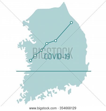 Vector Illustration Map Of South Korea Growth Rate Of Sick People Covid-19 2019-ncov Dangerous Chine