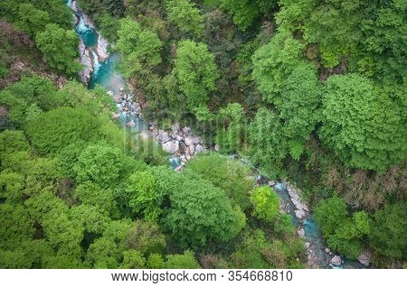 Mountain River Okatse In Okatse Canyon In Georgia. Top View