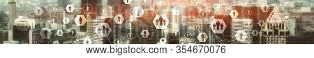 Modern Wireless Technologies. Means Of Communucation And Networking. People Icons Social Network
