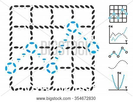 Dotted Mosaic Based On Dotted Line Grid Plot. Mosaic Vector Dotted Line Grid Plot Is Composed With S