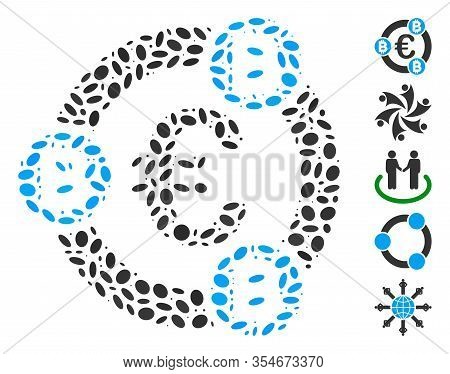 Dotted Mosaic Based On Euro Bitcoin Collaboration. Mosaic Vector Euro Bitcoin Collaboration Is Forme