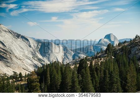 View From Olmsted Point In Yosemite National Park. Scenic Pullout Area & Short Trail Offering Views 