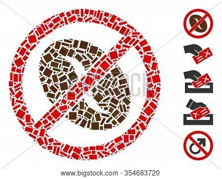 Dot Mosaic Based On No Coffee Bean. Mosaic Vector No Coffee Bean Is Composed With Scattered Rectangu