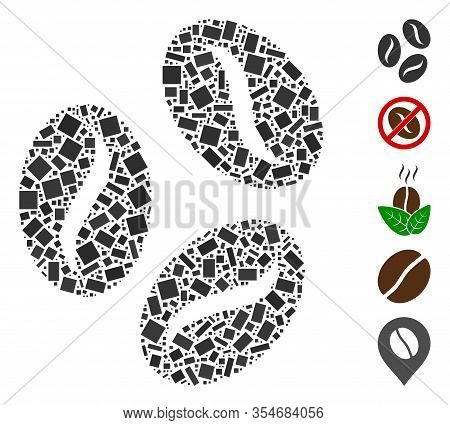 Dotted Mosaic Based On Cocoa Beans. Mosaic Vector Cocoa Beans Is Designed With Randomized Rectangle 