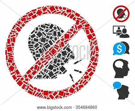 Dotted Mosaic Based On No Talking. Mosaic Vector No Talking Is Designed With Randomized Rectangular 