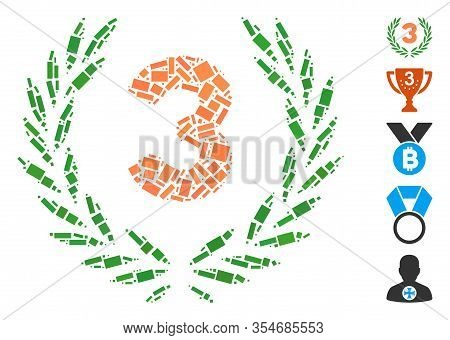 Dotted Mosaic Based On Third Laurel Wreath. Mosaic Vector Third Laurel Wreath Is Created With Random