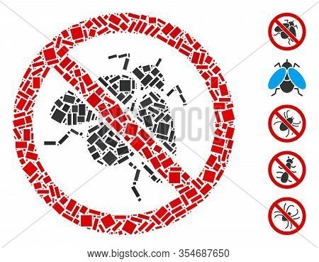 Dot Mosaic Based On No Fly Insect. Mosaic Vector No Fly Insect Is Created With Scattered Rectangular