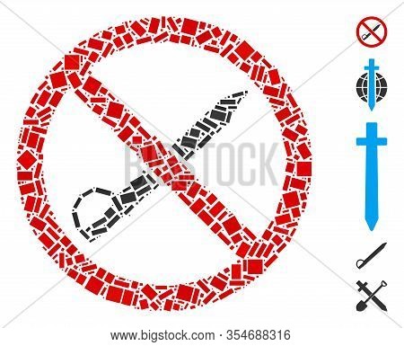 Dot Mosaic Based On No Cold Weapon. Mosaic Vector No Cold Weapon Is Created With Random Rectangular 