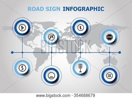 Infographic Design With Road Sign Icons, Stock Vector