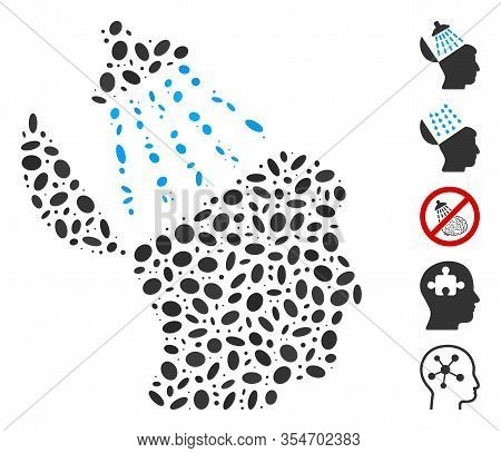 Dotted Mosaic Based On Brain Washing. Mosaic Vector Brain Washing Is Created With Random Elliptic It